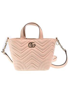 Gucci GG Marmont 2-Way Shoulder Bag Pale Pink Leather Gold